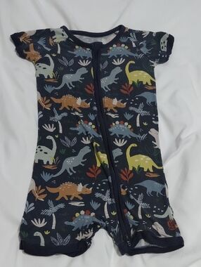 Little Sleepies Navy Dinosaur Short Sleeve Romper